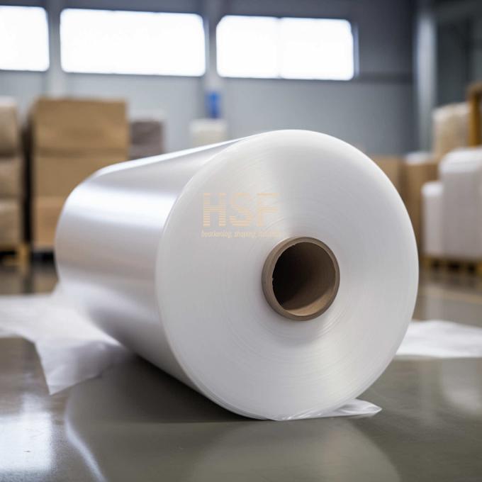 Close-up view of 85Î¼m opaque white MOPP release film surface and coating