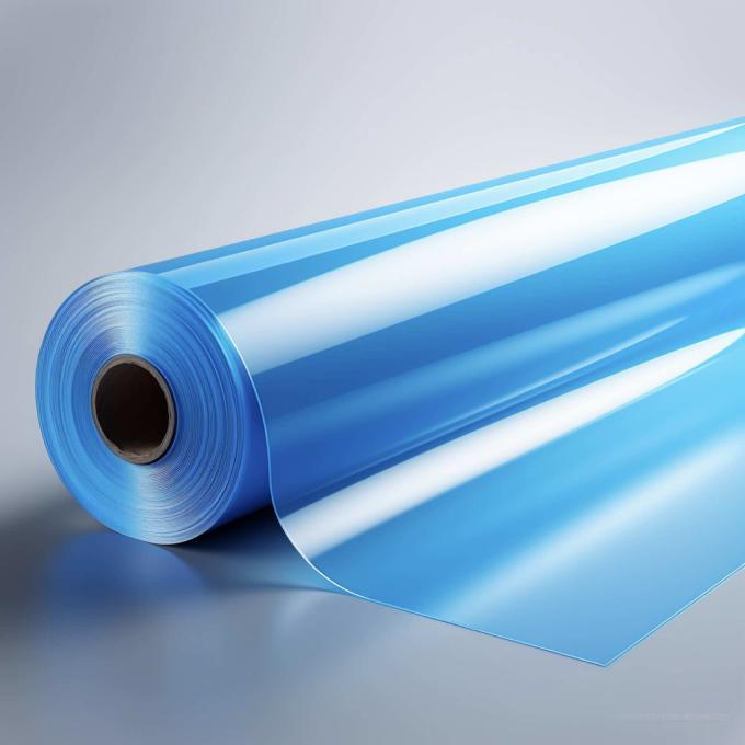 Close-up view of 30Î¼m Blue PET Fluorosilicone Coated Release Film surface and coating